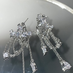 fashion tassel long rhinestone-studded retro geometric earrings