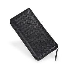 Sheepskin hand-woven long female wallet 2021 new large-capacity zipper handbag