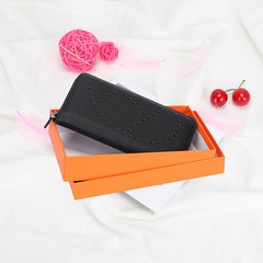 new long female wallet first layer cowhide fashion hollow multi-card pocket wallet