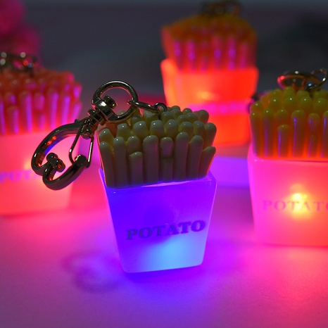 Fashion Creative Simulation Food Keychain Cute Glowing French Fries Key Chain's discount tags