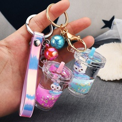 Cartoon Quicksand Oil Little Bunny Keychain Colorful Leather Strap Bag Accessories