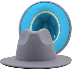 fashion simple woolen top hat fashion double-sided color flat brim jazz hat felt hat
