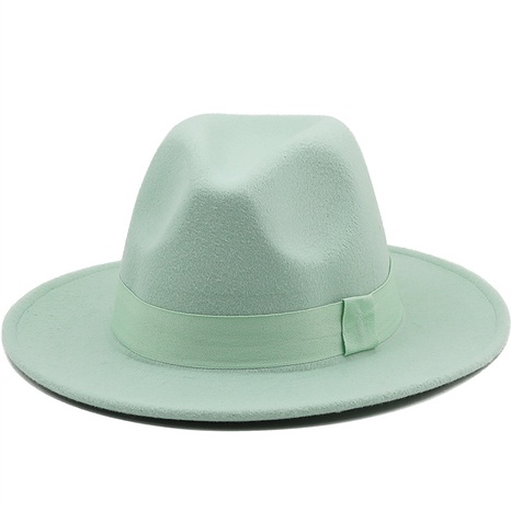 Einfacher Mode Jazz Hut Hut mit großer Krempe Band Zylinder Kaschmir einfarbig Filzhut's discount tags