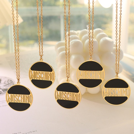 English alphabet round brand pendant luxury female niche acrylic necklace's discount tags