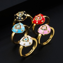 fashion color oil dripping devil's eyes triangle copper micro-inlaid zircon ring