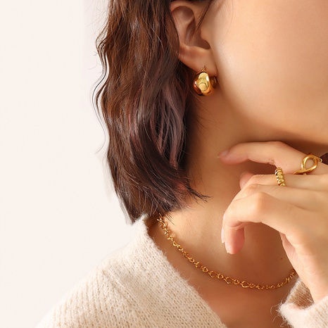 neue einfache geometrische C-förmige Ohrringe aus Titanstahl mit runden Perlen's discount tags
