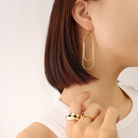 simple geometrical pin buckle earrings long earrings jewelry NHOK585647's discount tags