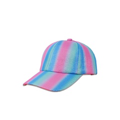 Korean wide-brimmed sunshade caps children's hat blue pink rainbow striped baseball cap