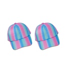 Korean widebrimmed sunshade caps childrens hat blue pink rainbow striped baseball cappicture10