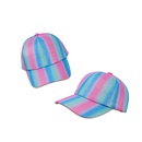 Korean widebrimmed sunshade caps childrens hat blue pink rainbow striped baseball cappicture11