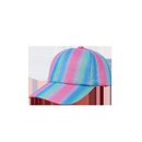 Korean widebrimmed sunshade caps childrens hat blue pink rainbow striped baseball cappicture12