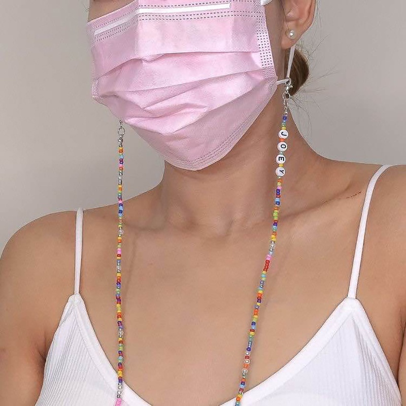 rainbow Bead Mask Glasses Chain Beaded Jewelry  Necklace