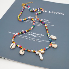 collar de perlas de agua dulce natural con cuentas de arroz arcoíris simples bohemias