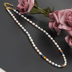 bohemian ethnic natural freshwater pearl clavicle necklace