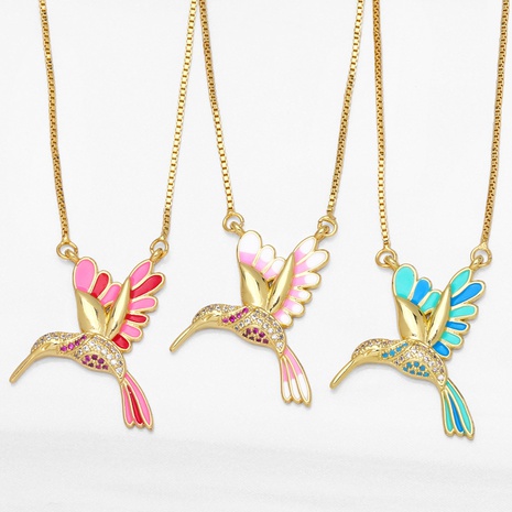 fresh cute bird diamond dripping oil creative clavicle chain necklace NHAS585928's discount tags