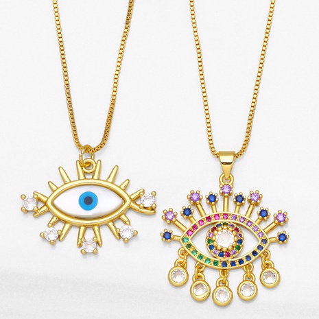 clavicle chain color zircon eye pendant demon eye copper necklace  NHAS585930's discount tags