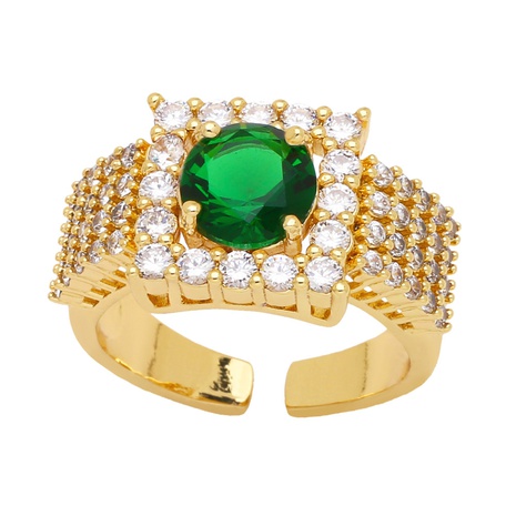 anillo de cobre ajustable de color de contraste geométrico simple con abertura de circón de moda's discount tags