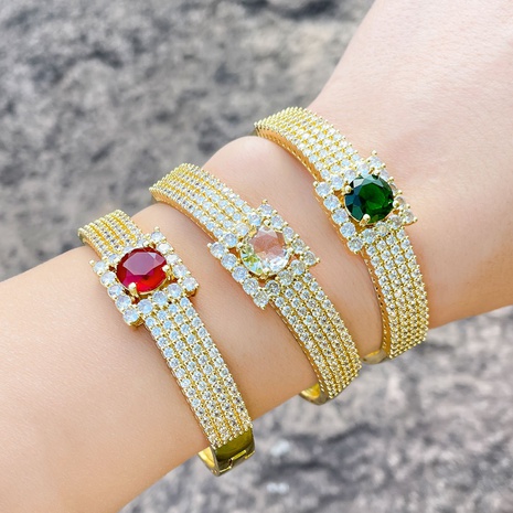 bracelet en zircon de luxe léger de niche de mode femme bracelet en cuivre ouvert simple's discount tags