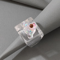 European and American cute animal pink resin single ring acrylic bear ring