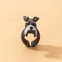 anillo de resina de cachorro animal tridimensional creativo de moda retro