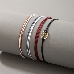 jewelry fashion geometric color straw metal wave bracelet anklet four-piece set