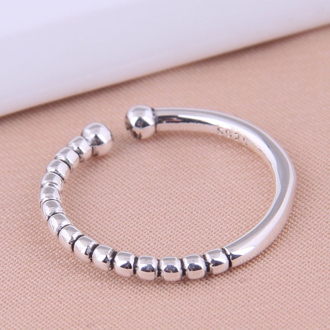 Französischer perlenförmiger silberner offener Ring mit einfacher Persönlichkeit aus Kupfer's discount tags
