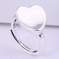 heart-shape fashion silver simple peach heart personality copper open ring NHSC586977
