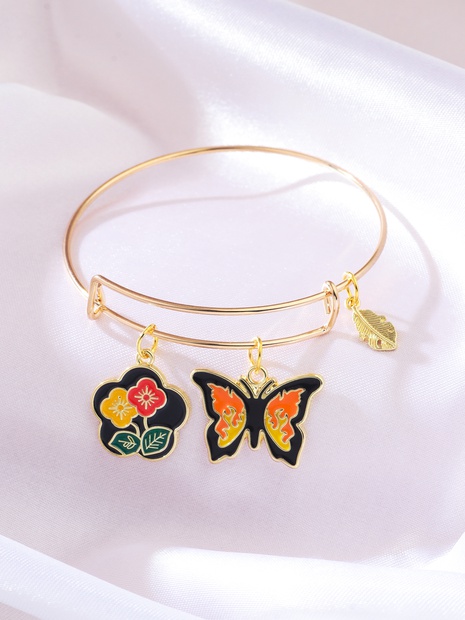 fashion butterfly simple dripping oil retro flower bracelet NHQN600771's discount tags