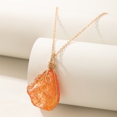 Natural Stone Orange Single Layer Geometric Irregular Stone Necklace