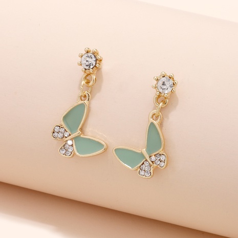 fashion butterfly oil drop metal geometric alloy inlaid rhinestone earrings NHQN594736's discount tags