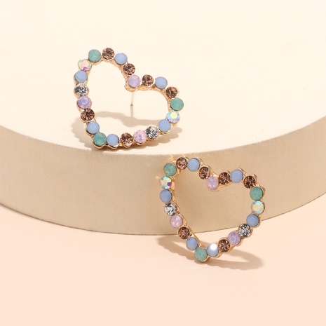 aretes brillantes de colores con incrustaciones de diamantes de imitación en forma de corazón vintage's discount tags