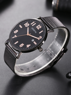 Large plate digital solid color simple men's business quartz watch