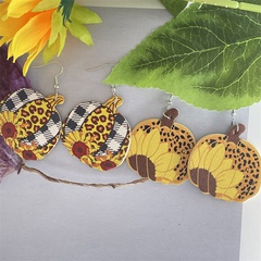 Fashion Pumpkin Sunflower Leopard Pu Leather Women'S Ear hook 1 Pair