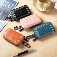 Unisex Pu Leather Solid Color Fashion Square Zipper Key Case