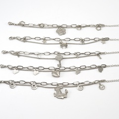 INS Style Heart Shape Flower Stainless Steel Bracelets 1 Piece