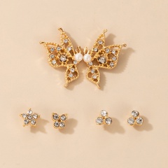 Simple Style Star Butterfly Alloy Inlay Artificial Pearls Rhinestones Unisex Ear Studs 1 Pair