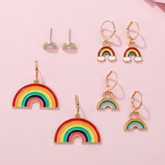 Simple Style Rainbow Alloy Enamel Women'S Drop Earrings 4 Pairs