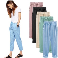 Simple Style Solid Color Polyester Ankle-Length Pocket Patchwork Tapered Pants