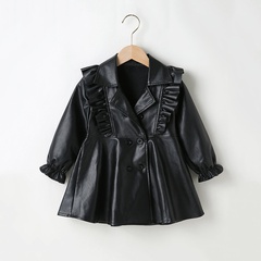 Casual Solid Color Pu Girls Outerwear