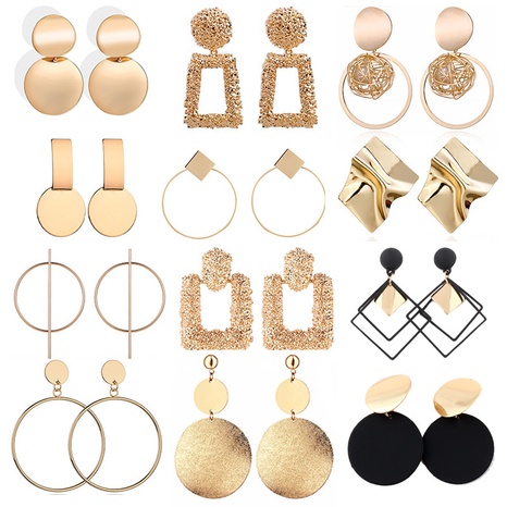 Retro Geometric Round Square Alloy Patchwork Women'S Drop Earrings 1 Pair's discount tags