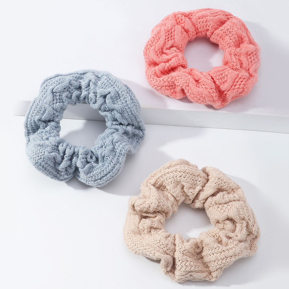 Sweet Solid Color Knit Hair Tie 3 Piecespicture2