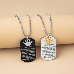 Hip-Hop Letter Stainless Steel Carving Pendant Necklace 1 Set