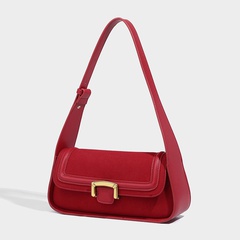 Women'S Medium Autumn Pu Leather Solid Color Fashion Square Lock clasp Underarm Bag