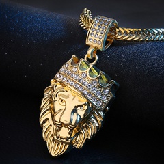 Fashion Lion Alloy Luminous Plating Inlay Rhinestones Men'S Pendant Necklace 1 Piece