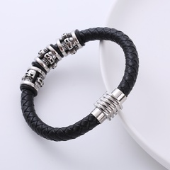 Gothic Skull Stainless Steel Woven Belt Magnet Bracelets 1 Piece
