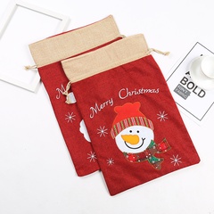 Christmas Cute Santa Claus Letter Snowman cotton and linen Party Gift Bags