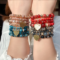 Ethnic Style Round Arylic Artificial Crystal Alloy Beaded Layered Women'S Bracelets 1 Piece