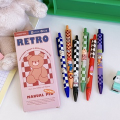 Cute Cartoon 6 Boxed Push Type Brush Quick-Drying Gel Pen