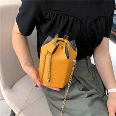 Women'S Small Spring&Summer Pu Leather Solid Color Fashion Bucket String Bucket Bag