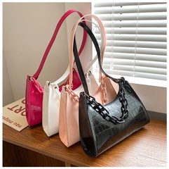 Women'S Small Summer Pu Leather Solid Color Vintage Style Chain Square Zipper Underarm Bag